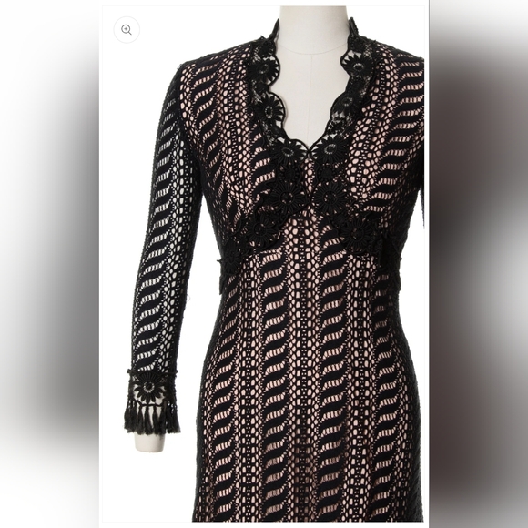 Source Unknown Dresses & Skirts - 1970s Vintage Black Lace & Cream Overlay Dress | Size small